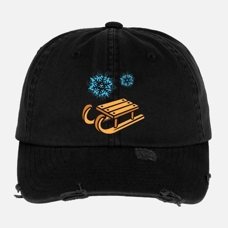Schlitten mit Schneeflocken Cartoon Flexfit Vintage Destroyed Cap