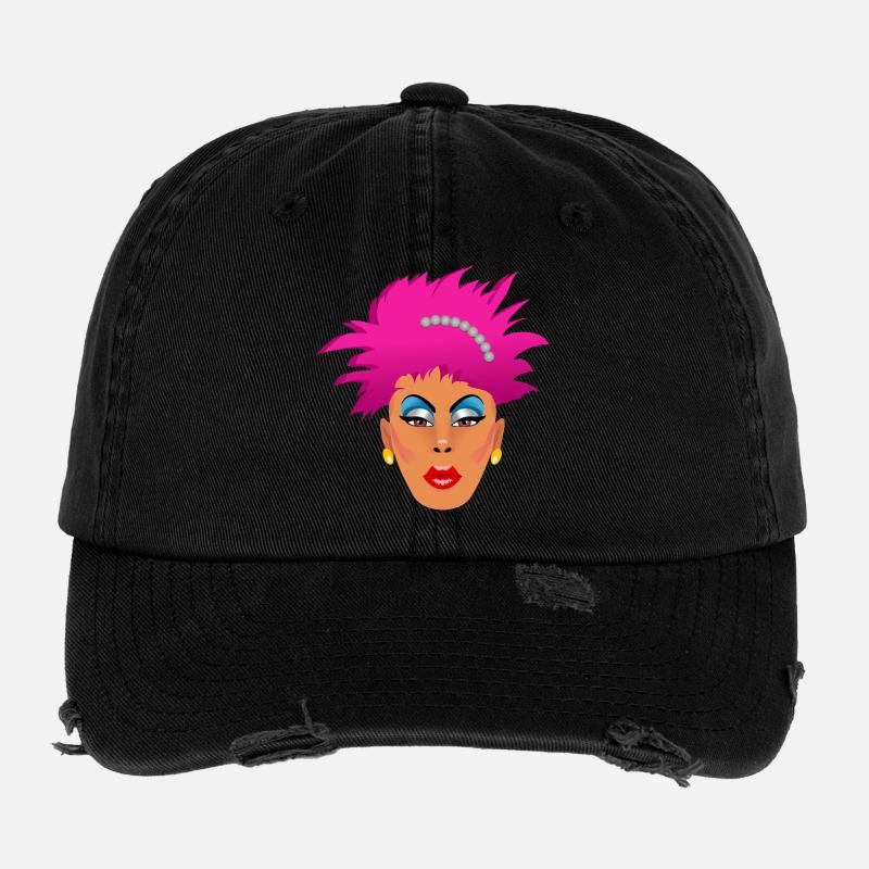 Drag Queen rose Casquette vintage effet usé Flexfit