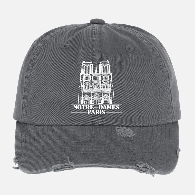 Notre-Dame Paris Silhouette Gothique Casquette vintage effet usé Flexfit