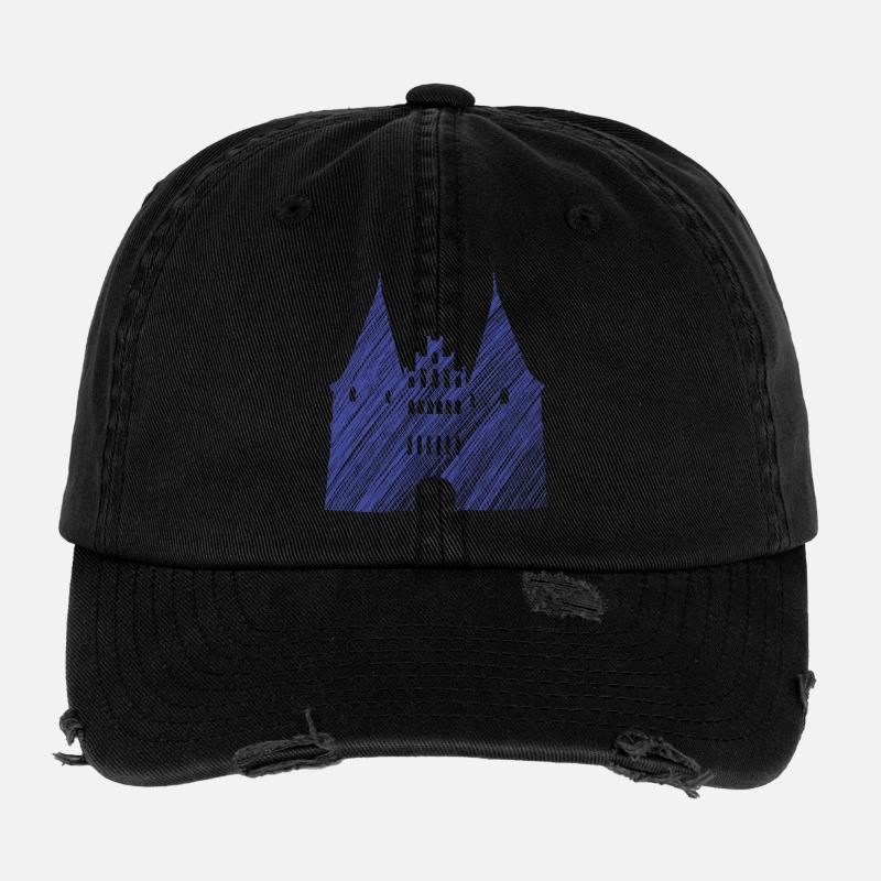 Lübeck Wahrzeichen Blau | Scribble Look Flexfit Vintage Destroyed Cap