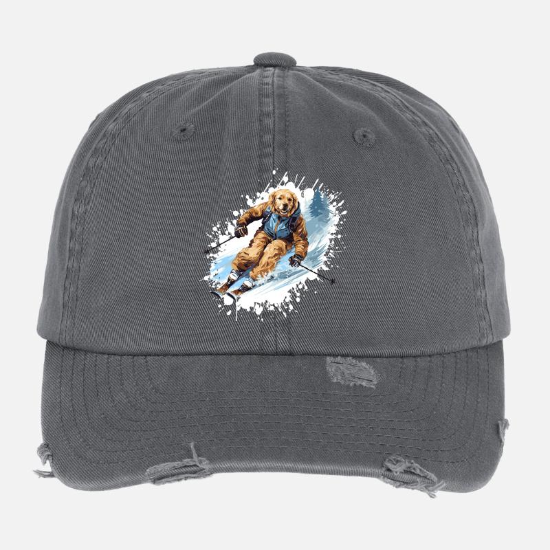 Golden Retriever Chien Ski Ski Casquette vintage effet usé Flexfit