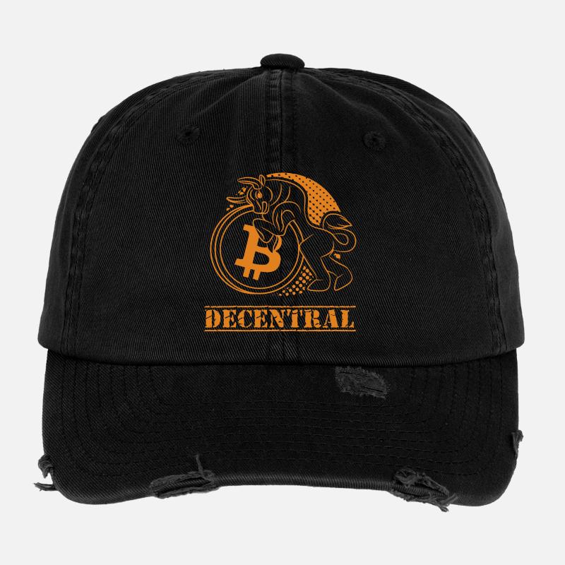 Decentral – Design classique du Bitcoin Casquette vintage effet usé Flexfit