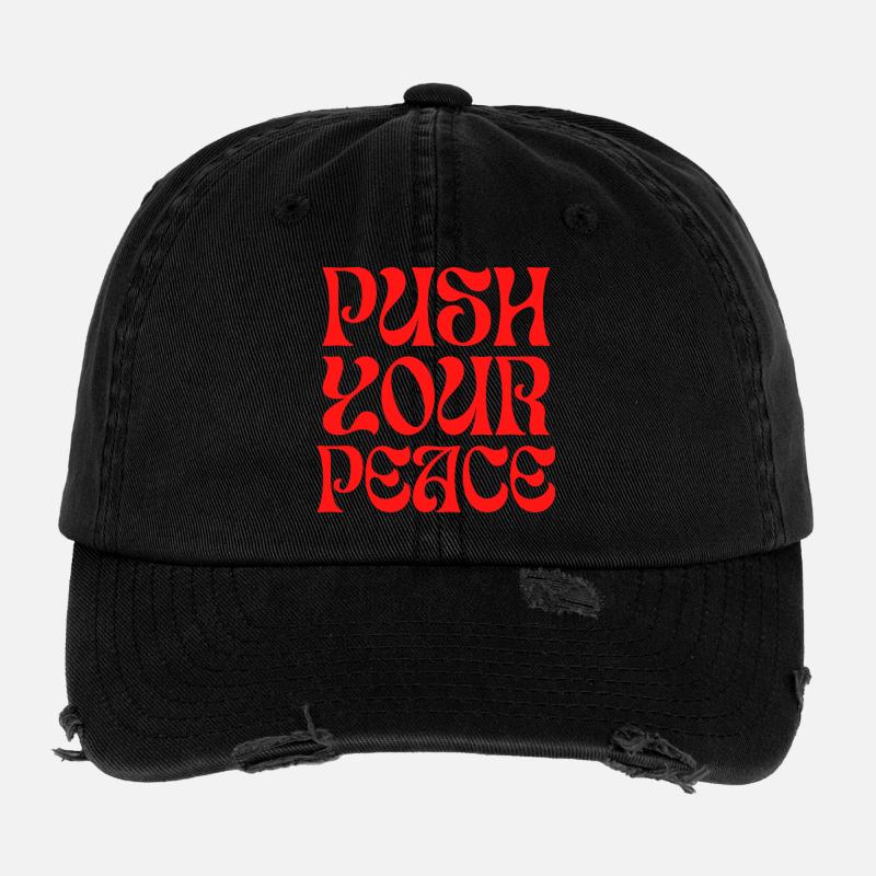 Push Your Peace Peacezeichen Frieden Flexfit Vintage Destroyed Cap