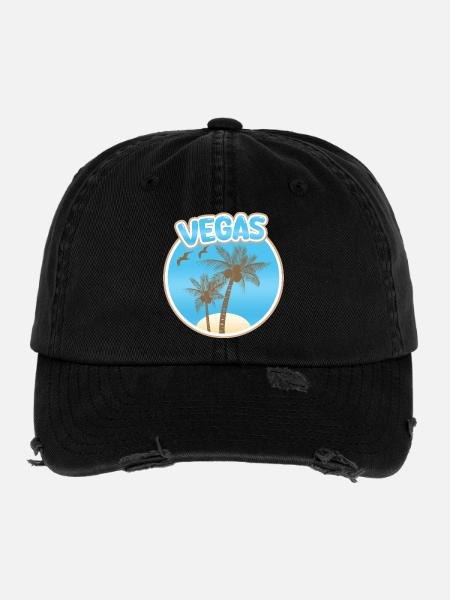 Vacances à Vegas - Casquette vintage effet usé Flexfit - noir - Devant
