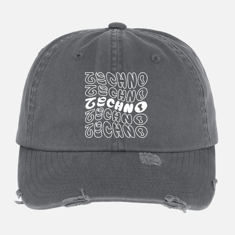 Geometrisches Techno-Logo-Design Flexfit Vintage Destroyed Cap