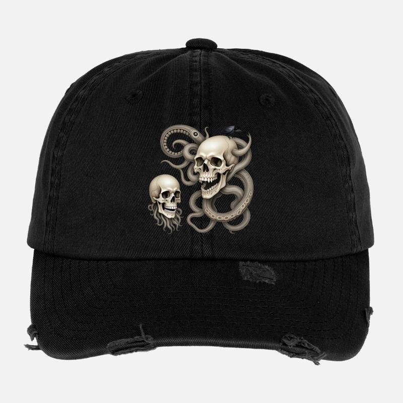 SKULL #1 – dunkle Hölle Flexfit Vintage Destroyed Cap