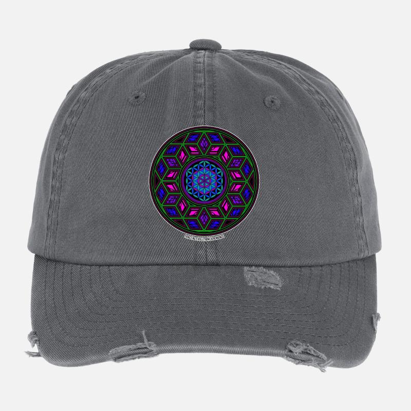 Fractal Evolution Experience Kaleidoskop Mandala Flexfit Vintage Destroyed Cap