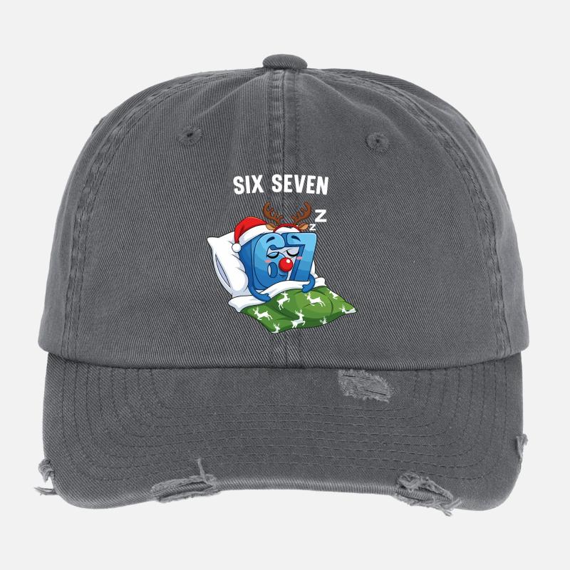 67 Six Seven Meme Weihnachten Pyjama Flexfit Vintage Destroyed Cap