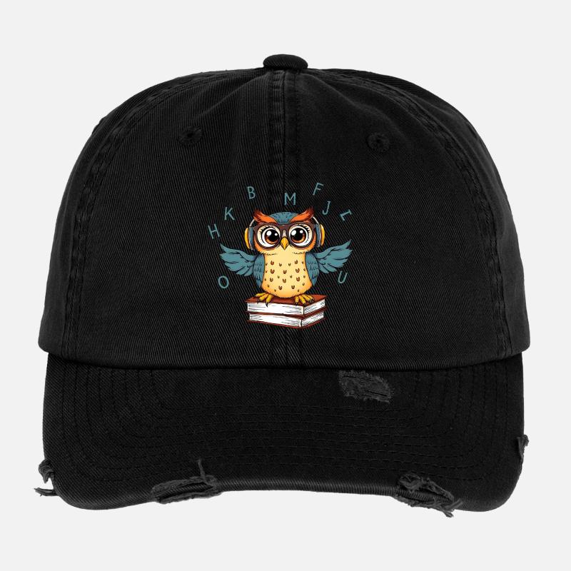 Chouette sur des livres Casquette vintage effet usé Flexfit