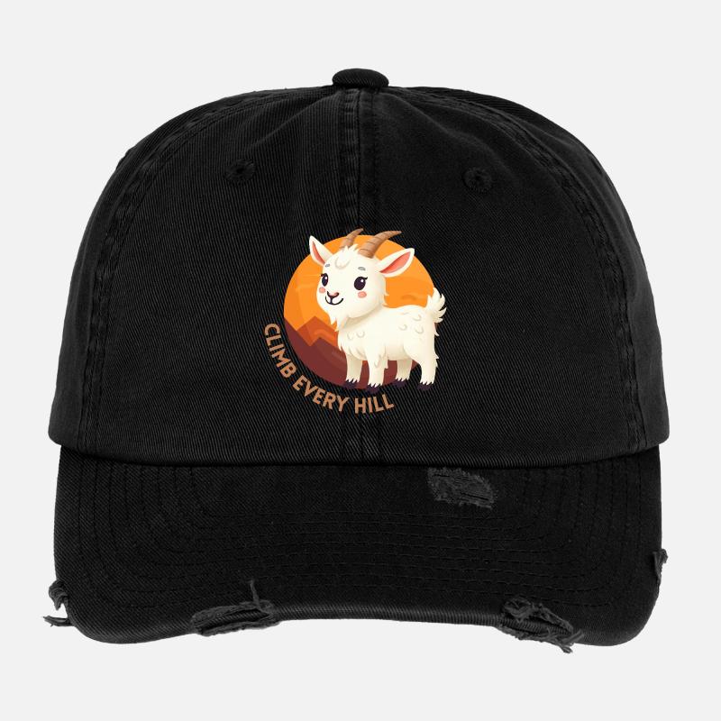 Cute White Goat Flexfit Vintage Destroyed Cap