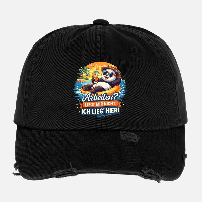 Vacances à la plage panda : travail ? Pas pour moi Casquette vintage effet usé Flexfit