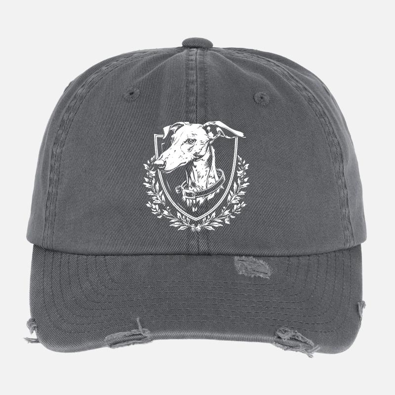 Hund Emblem mit Lorbeer Flexfit Vintage Destroyed Cap