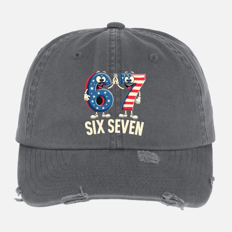 US Flag 67 Memes Six Seven Casquette vintage effet usé Flexfit