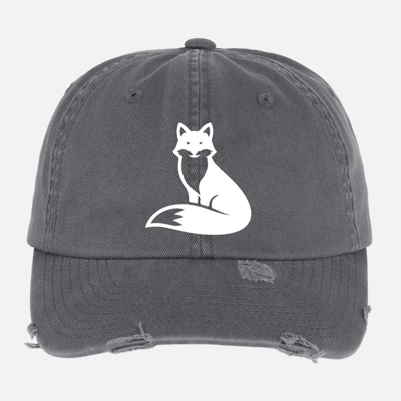 Silhouette d’animal renard Casquette vintage effet usé Flexfit