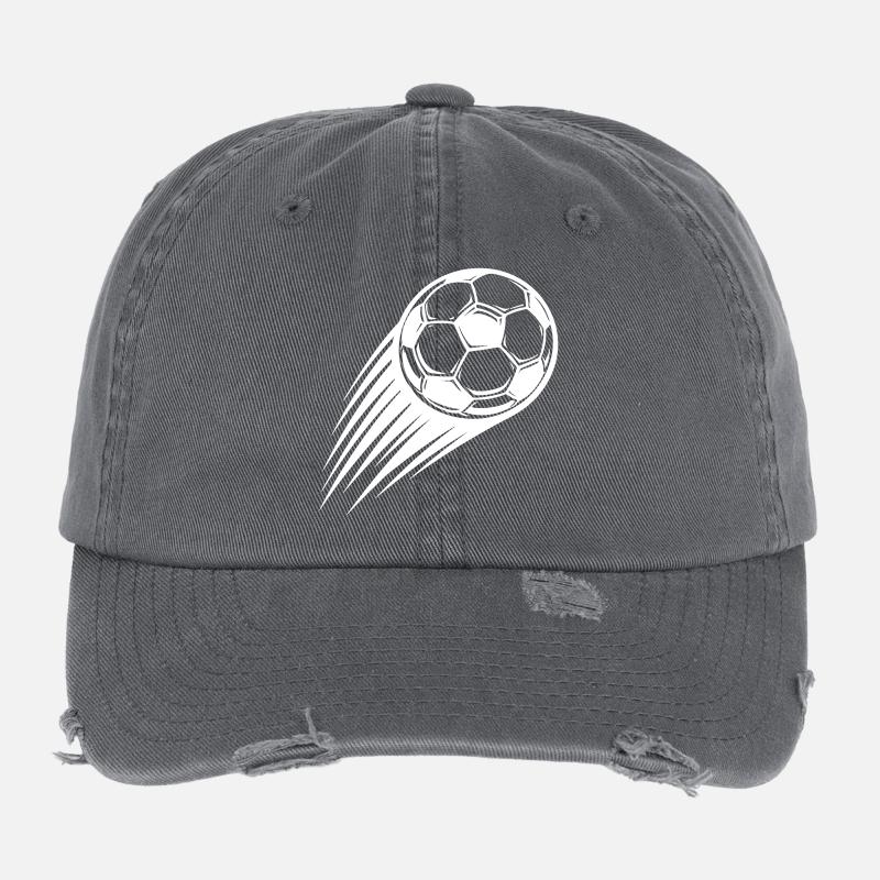 Soccer Ball Icon Flexfit Vintage Destroyed Cap