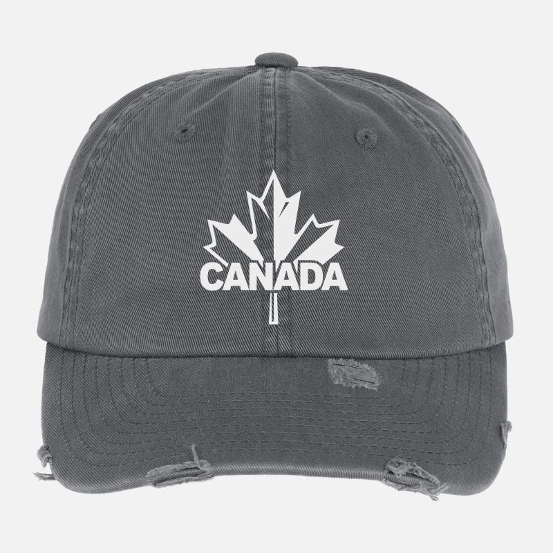Logo de la feuille d’érable du Canada Casquette vintage effet usé Flexfit