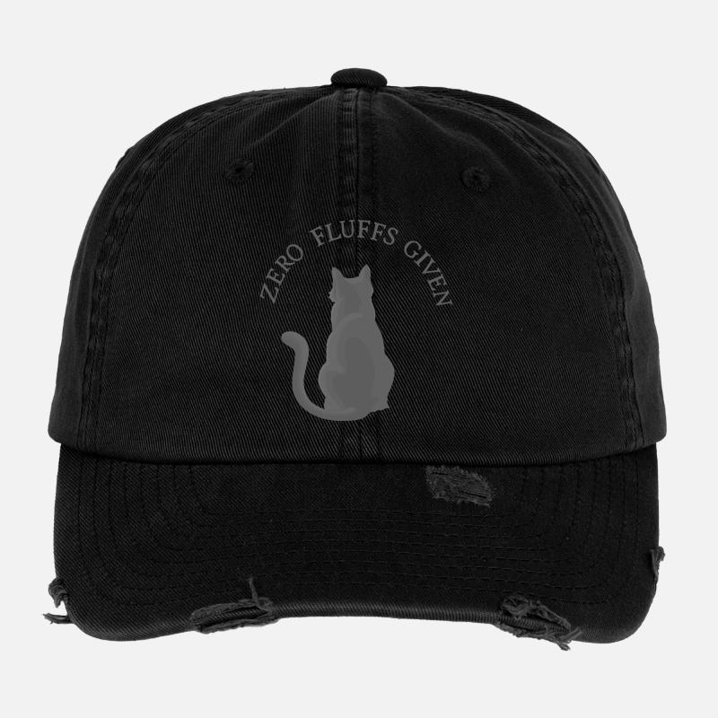 Zero Fluffs Given – Katze von hinten mit Attitüde Flexfit Vintage Destroyed Cap