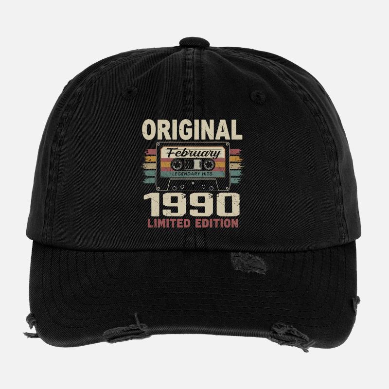 Février 1990, Cadeau d'Anniversaire février 1990 Casquette vintage effet usé Flexfit