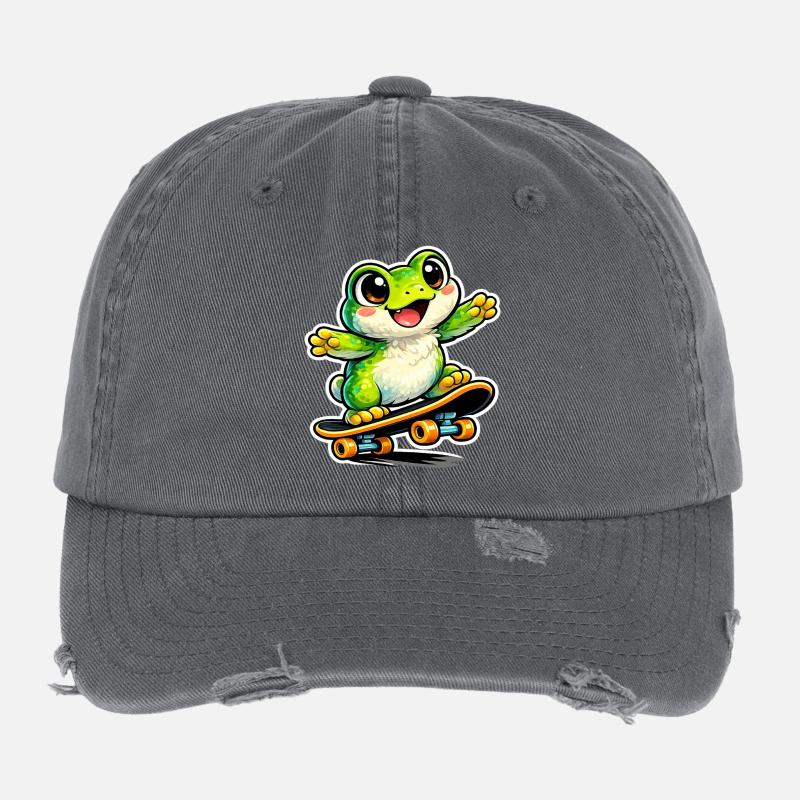 Happy Frog Skateboard Flexfit Vintage Destroyed Cap
