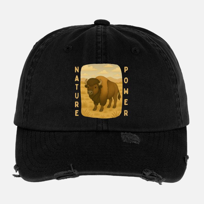 Bison on the Steppe Flexfit Vintage Destroyed Cap