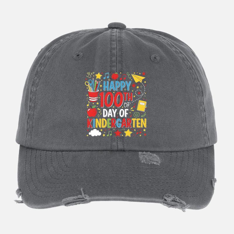 100 jours de maternelle Joyeux 100e jour d’école Casquette vintage effet usé Flexfit