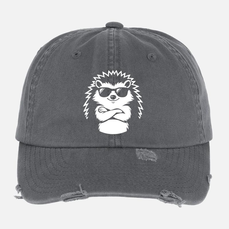 Cooler Igel mit Sonnenbrille Flexfit Vintage Destroyed Cap