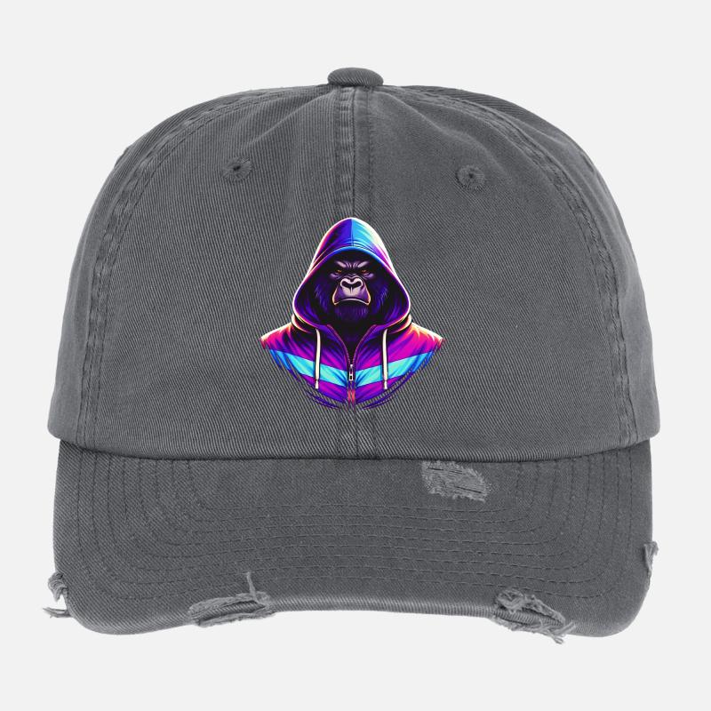 Neon Gorilla 80er Retro Stil  Flexfit Vintage Destroyed Cap