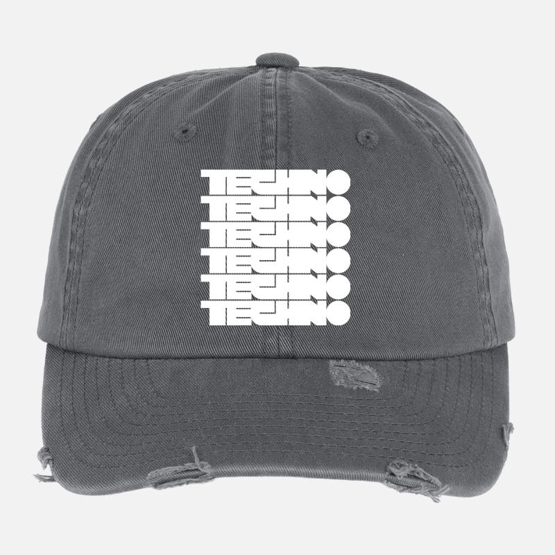 Techno Music Bold Abstract Geometry logo Casquette vintage effet usé Flexfit