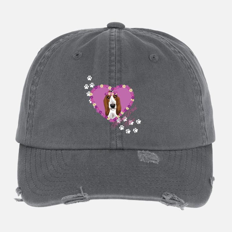 Resting B!tch Face Basset Hound Flexfit Vintage Destroyed Cap