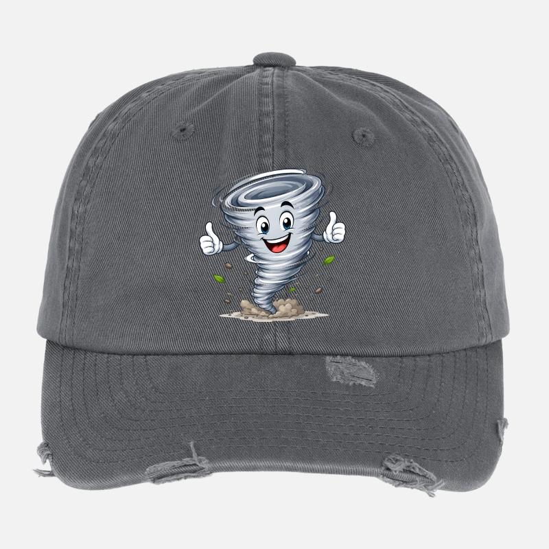 Funny Whirlwind Tornado Weather Motif Flexfit Vintage Destroyed Cap