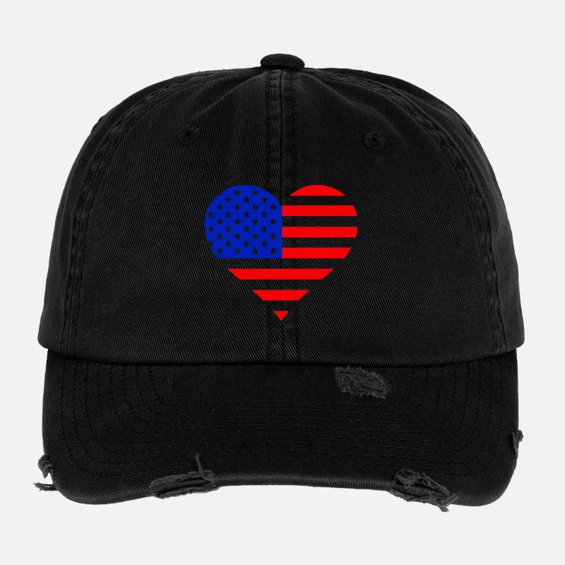 Heart US Flag Flexfit Vintage Destroyed Cap