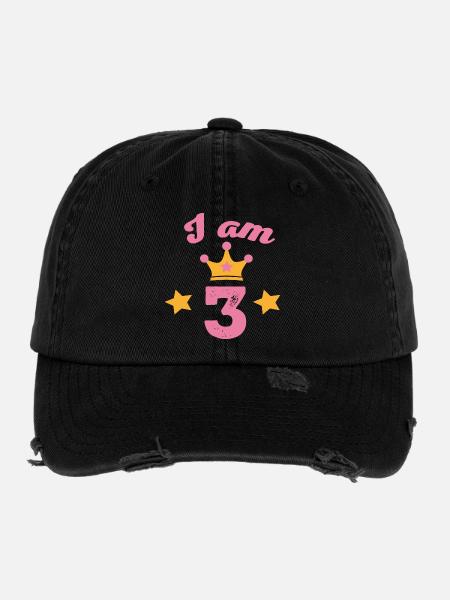 3 anniversaire - Casquette vintage effet usé Flexfit - noir - Devant