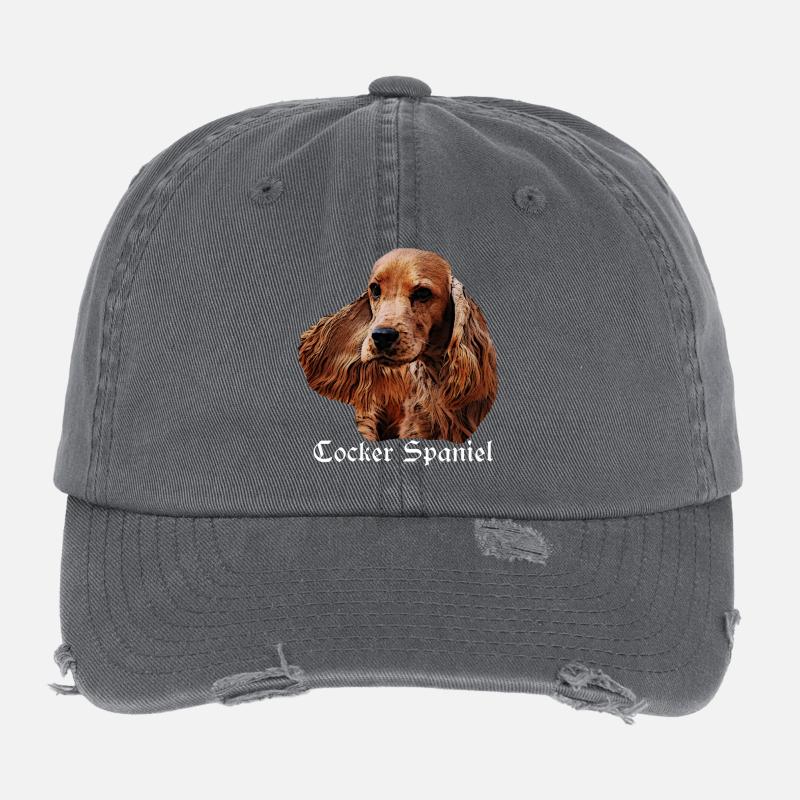 Cocker Spaniel,Spaniel,Hundekopf,Rassehund, Flexfit Vintage Destroyed Cap