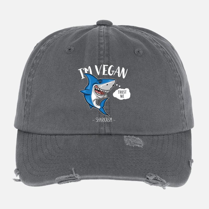 Vegetarischer Hai - Vegetarier - Humor / lustig Flexfit Vintage Destroyed Cap