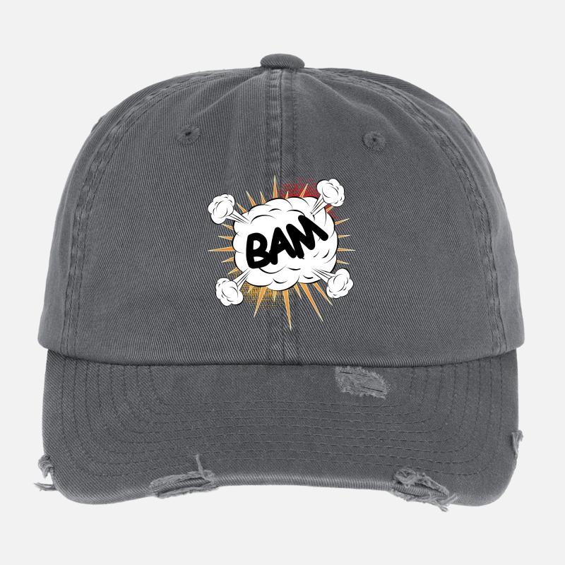 Bam Comic Kampf Wolke für eigene Texte & Motive Flexfit Vintage Destroyed Cap