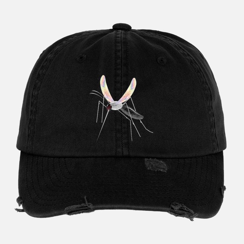 iridescent drawing of a mosquito mosquito Flexfit Vintage Destroyed Cap