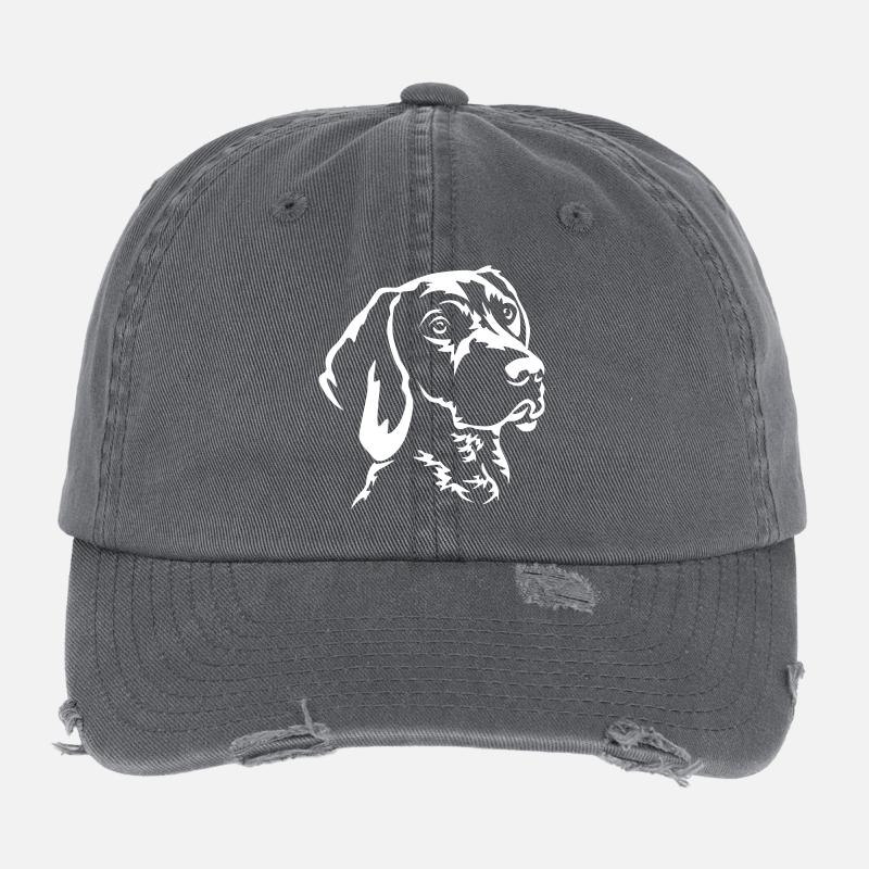 German Shorthair Head "Black Edition" Flexfit Vintage Destroyed Cap
