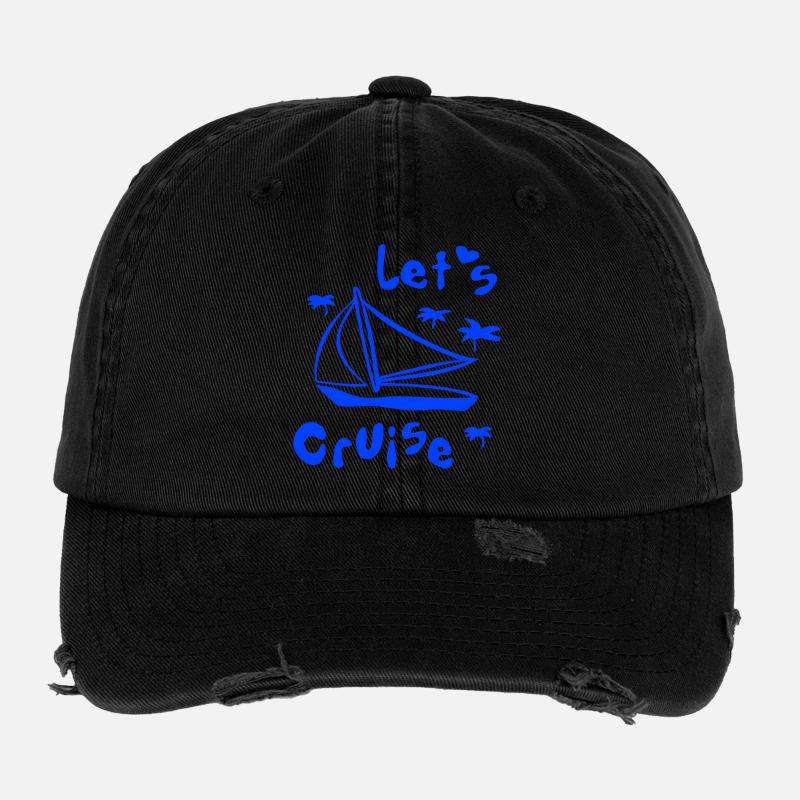Segelboot, segeln, Palmen Flexfit Vintage Destroyed Cap