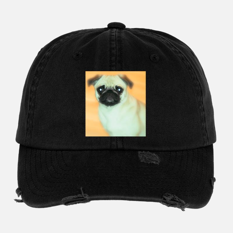 Niedlicher Mops mit Ausdrucksvollblick Flexfit Vintage Destroyed Cap