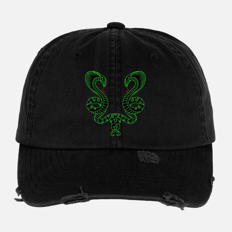 Two green snakes Flexfit Vintage Destroyed Cap