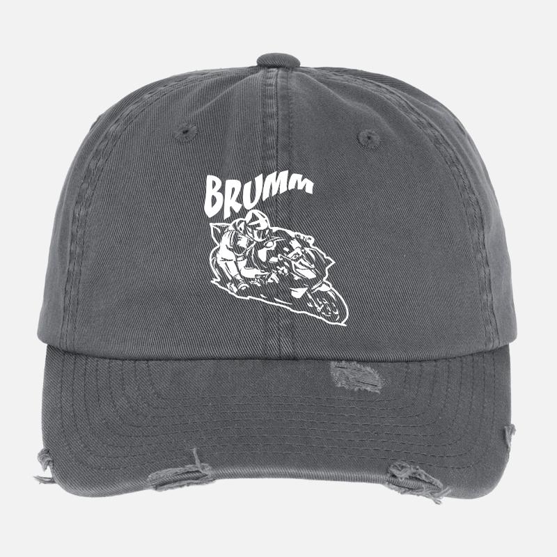 Brumm Biker White Flexfit Vintage Destroyed Cap