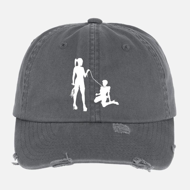 Domina maîtresse avec esclave SM Casquette vintage effet usé Flexfit