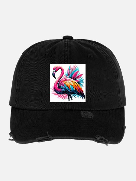 Pink Flamingo - Flexfit Vintage Destroyed Cap - black - Front