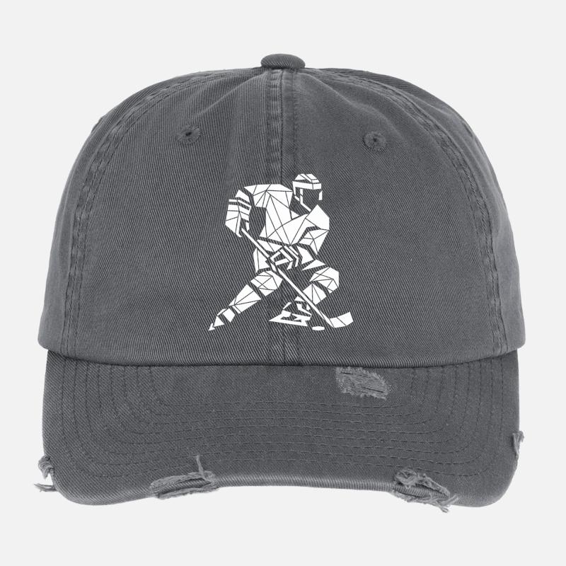 Geometrischer Polygon Eishockey-Spieler  Flexfit Vintage Destroyed Cap