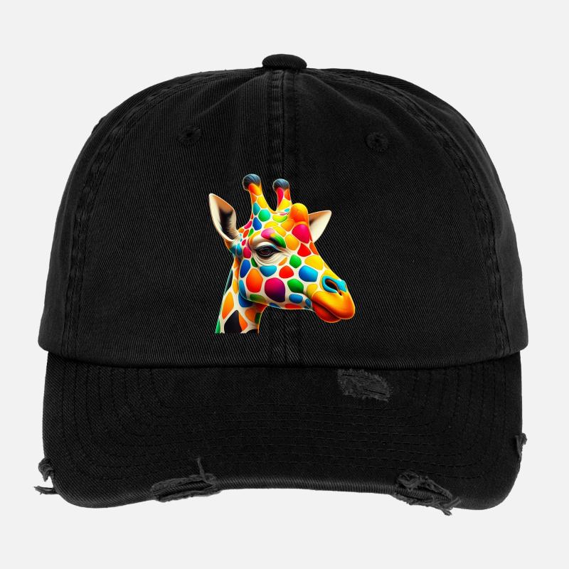 Girafe colorée et peinte comme Arlequin Casquette vintage effet usé Flexfit