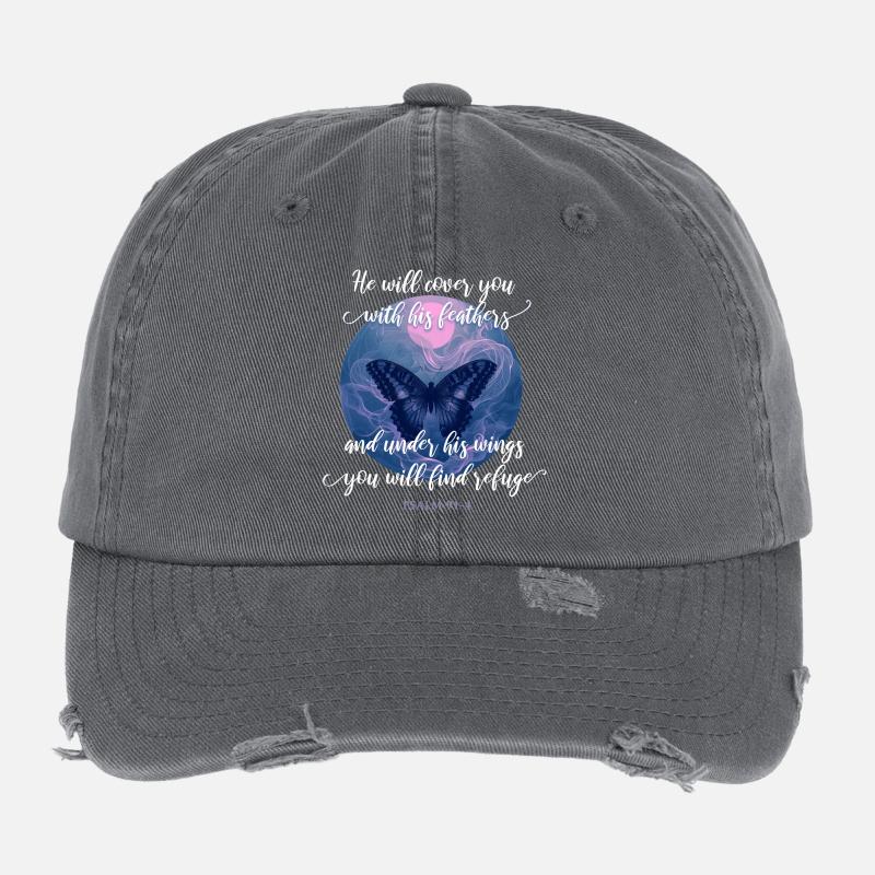 Citation chrétienne verset de la Bible papillon Casquette vintage effet usé Flexfit