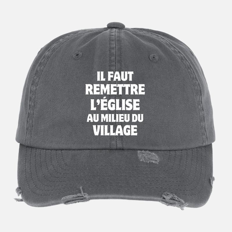 Kirche, Dorf, Priorität Flexfit Vintage Destroyed Cap