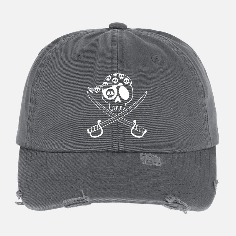 Tête de mort pirate (blanc) Casquette vintage effet usé Flexfit