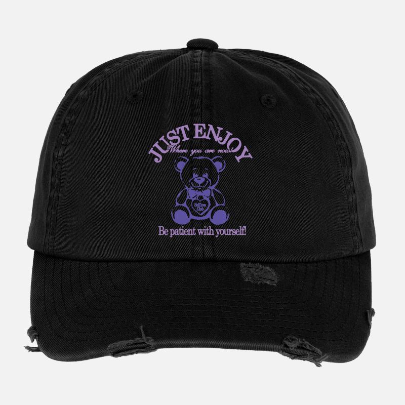 Just Enjoy – Beruhigender Teddybär Flexfit Vintage Destroyed Cap