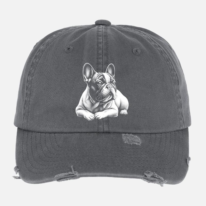 Mignon bouledogue français en position couchée Casquette vintage effet usé Flexfit